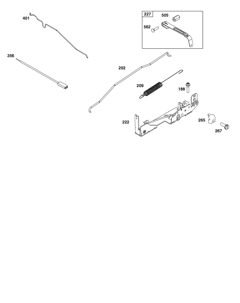 Controls Group Diagram and Parts List for 125P02-0009-H5 100000 - 19Z999 Briggs and Stratton Engine